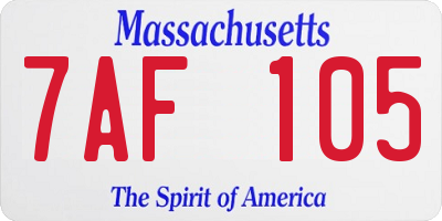 MA license plate 7AF105