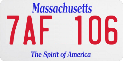 MA license plate 7AF106
