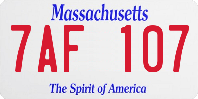 MA license plate 7AF107
