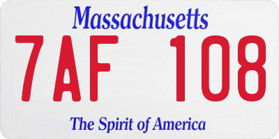 MA license plate 7AF108