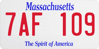 MA license plate 7AF109