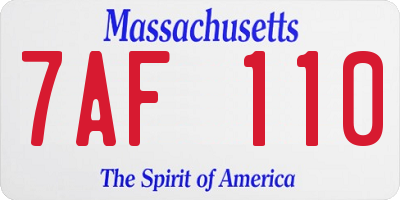 MA license plate 7AF110