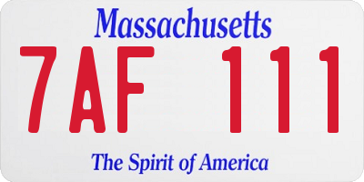 MA license plate 7AF111