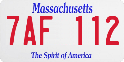 MA license plate 7AF112