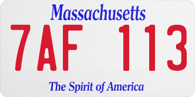 MA license plate 7AF113