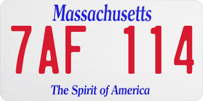 MA license plate 7AF114