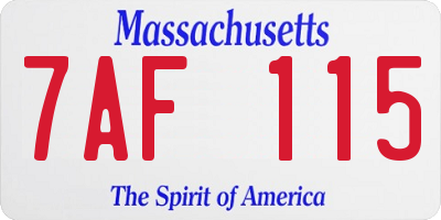 MA license plate 7AF115