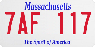 MA license plate 7AF117