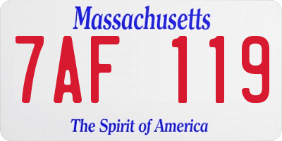 MA license plate 7AF119