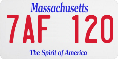 MA license plate 7AF120