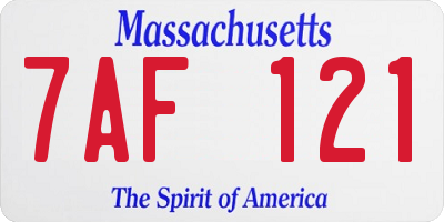 MA license plate 7AF121