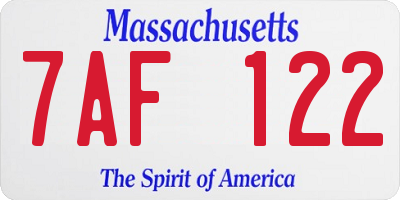 MA license plate 7AF122