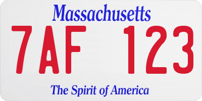MA license plate 7AF123