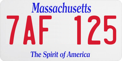 MA license plate 7AF125