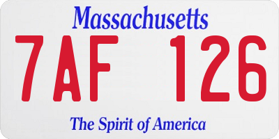 MA license plate 7AF126