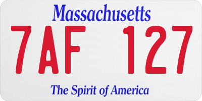 MA license plate 7AF127