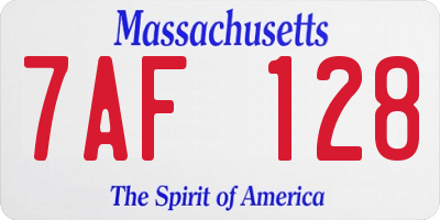 MA license plate 7AF128