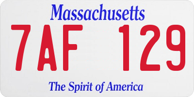 MA license plate 7AF129