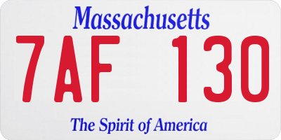 MA license plate 7AF130