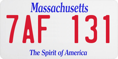 MA license plate 7AF131