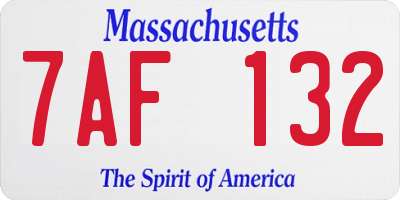MA license plate 7AF132