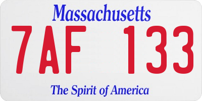 MA license plate 7AF133