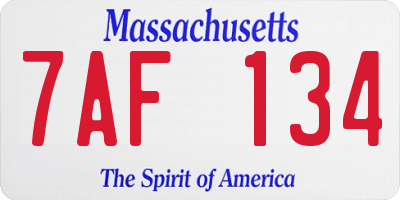 MA license plate 7AF134