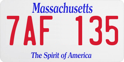 MA license plate 7AF135