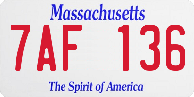 MA license plate 7AF136