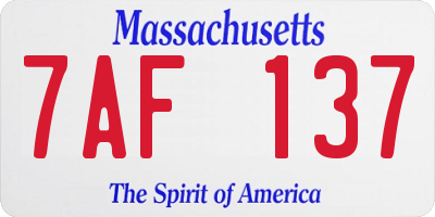 MA license plate 7AF137
