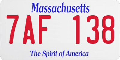 MA license plate 7AF138