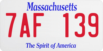 MA license plate 7AF139