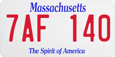 MA license plate 7AF140