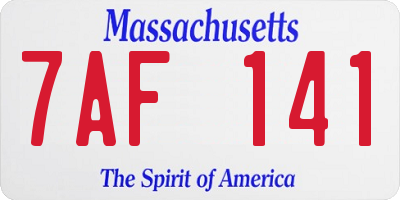 MA license plate 7AF141