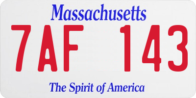 MA license plate 7AF143