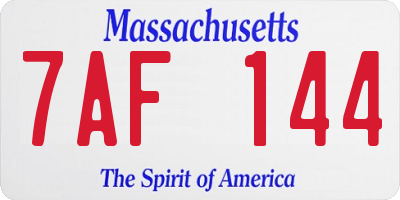 MA license plate 7AF144