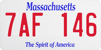 MA license plate 7AF146