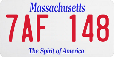 MA license plate 7AF148