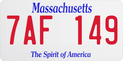 MA license plate 7AF149