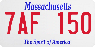 MA license plate 7AF150