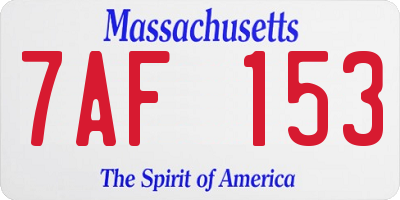 MA license plate 7AF153