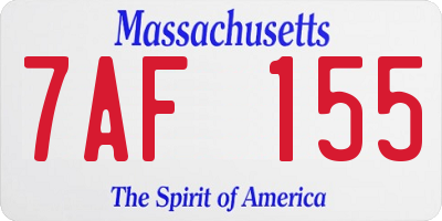MA license plate 7AF155