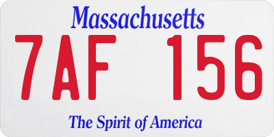 MA license plate 7AF156