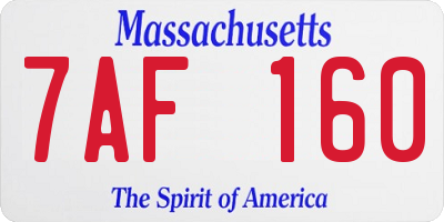 MA license plate 7AF160