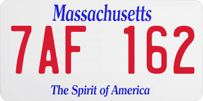 MA license plate 7AF162