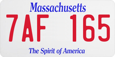 MA license plate 7AF165