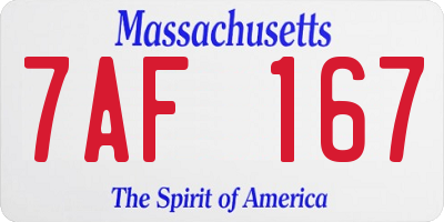 MA license plate 7AF167