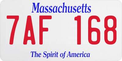 MA license plate 7AF168