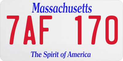 MA license plate 7AF170