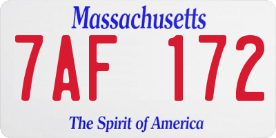 MA license plate 7AF172